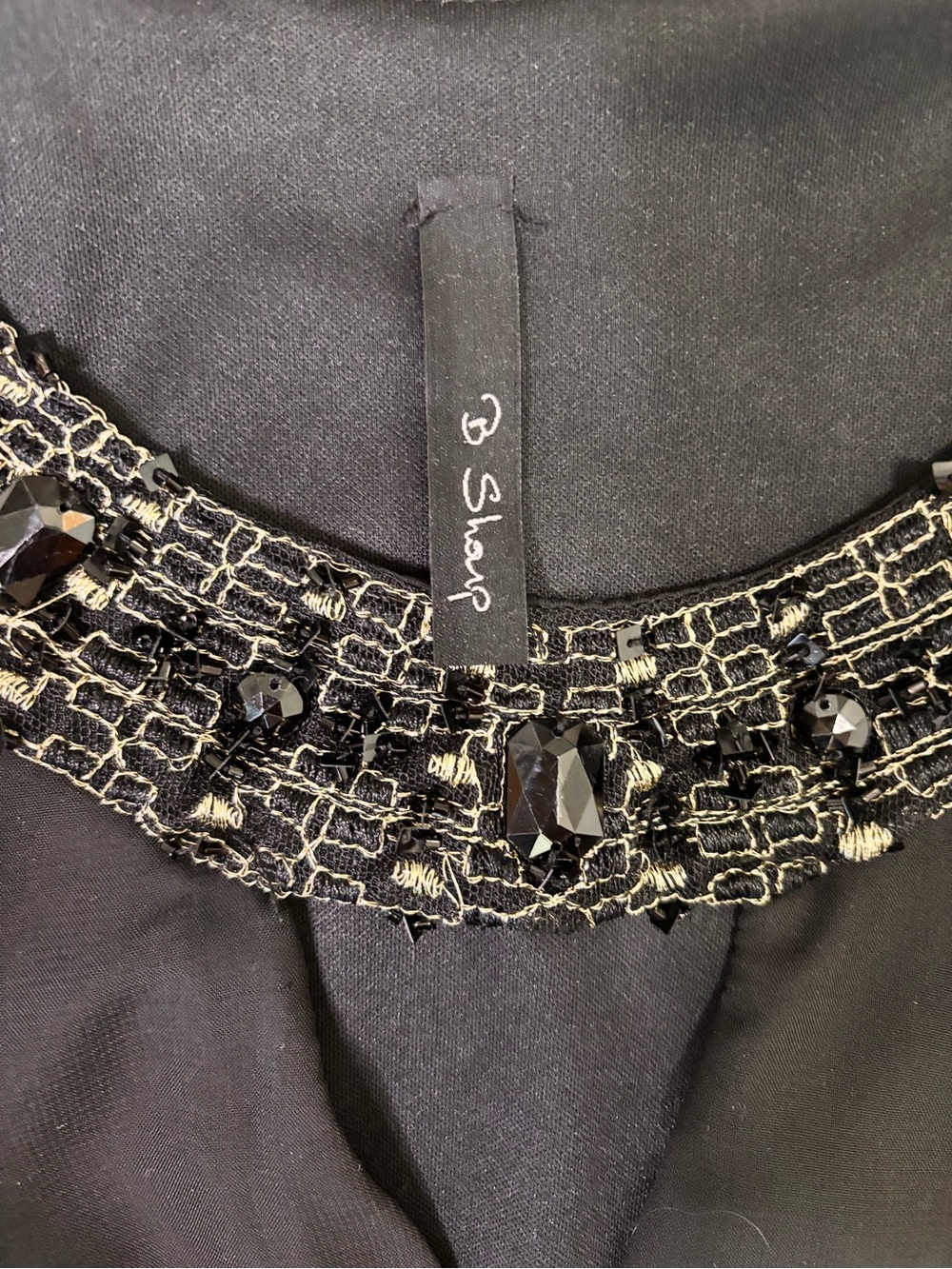 B Sharp Black Beaded Neckline Midi Dress - Picture 3 of 5